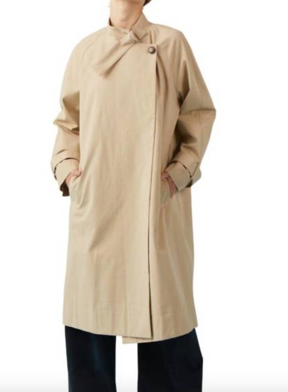 Sophie Rue Camille Trench Coat Oversized Khaki Buckle Collar Size Large